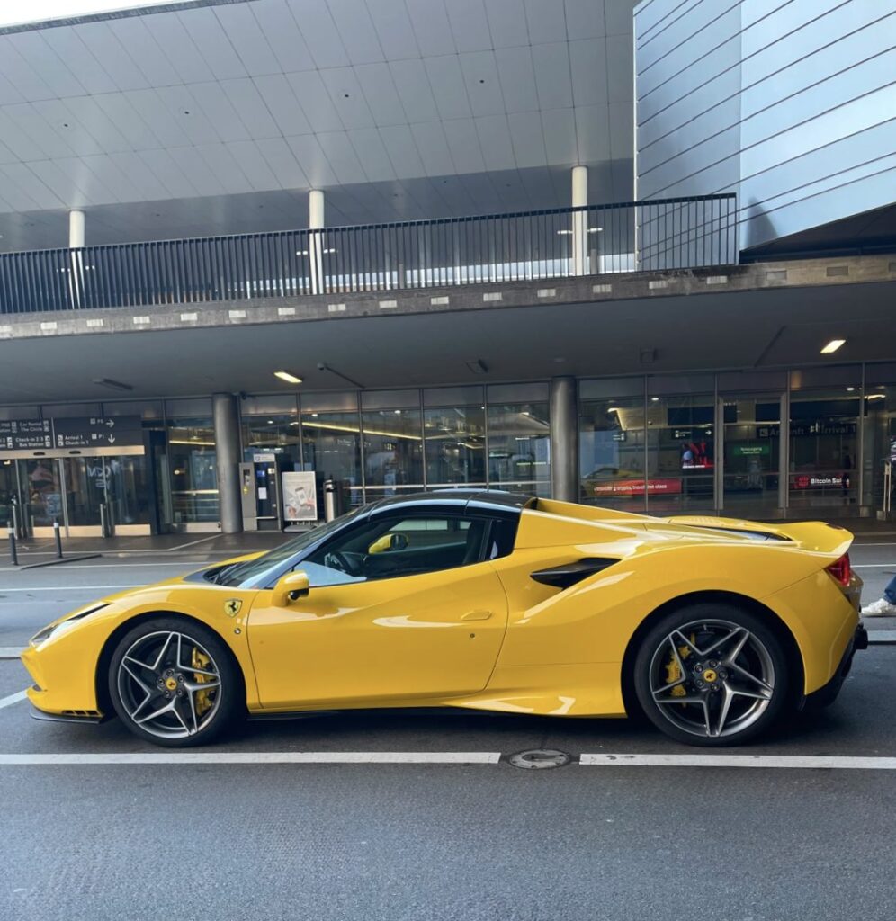 Ferrari F8 Spider Yellow Airport Side